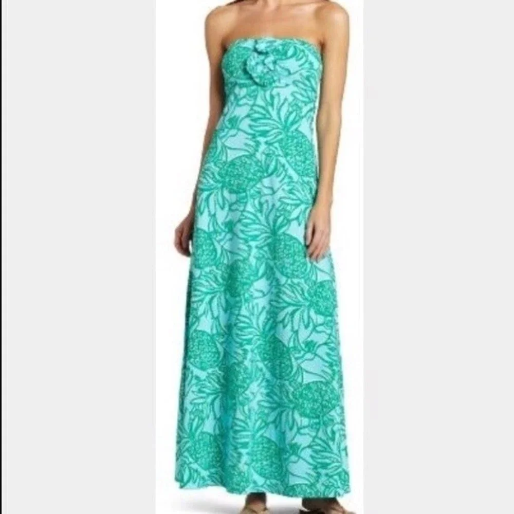 Lilly Pulitzer S Toucan Tango Jules Strapless Maxi Dress Beach Tropical  Vaca - Picture 2 of 7